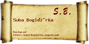 Suba Boglárka névjegykártya